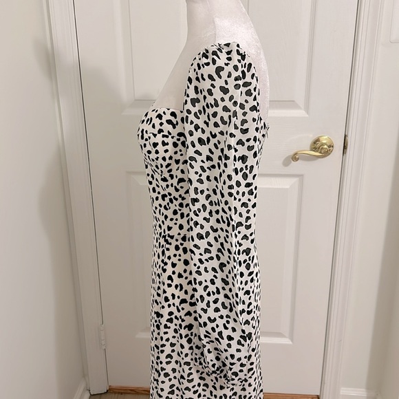 Reformation Shelby Dress Ocelot White Black Polka Dot Slit Bustier New Size 6 - Picture 9 of 14